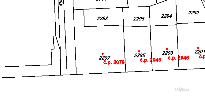 Smíchov 2078, Praha na parcele st. 2297 v KÚ Smíchov, Katastrální mapa