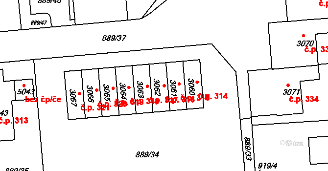 Kryblice 316, Trutnov na parcele st. 3062 v KÚ Trutnov, Katastrální mapa