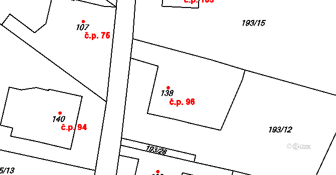 Podhůří 96, Vrchlabí na parcele st. 138 v KÚ Podhůří-Harta, Katastrální mapa