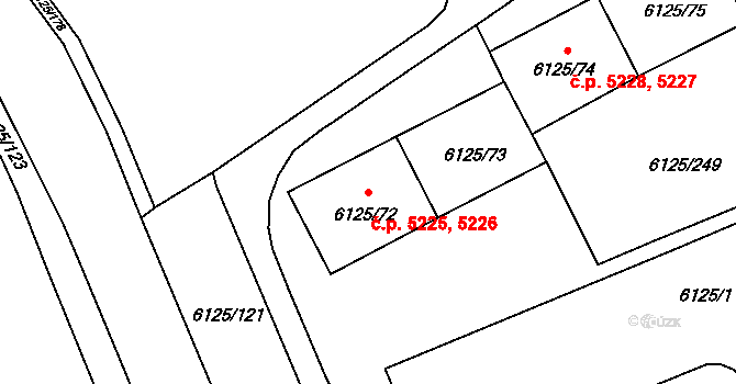 Chomutov 5225,5226 na parcele st. 6125/72 v KÚ Chomutov I, Katastrální mapa