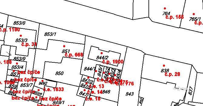 Děčín IV-Podmokly 1900, Děčín na parcele st. 844/2 v KÚ Podmokly, Katastrální mapa