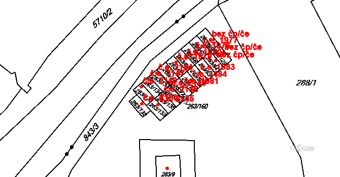 Znojmo 2146 na parcele st. 263/132 v KÚ Znojmo-Louka, Katastrální mapa