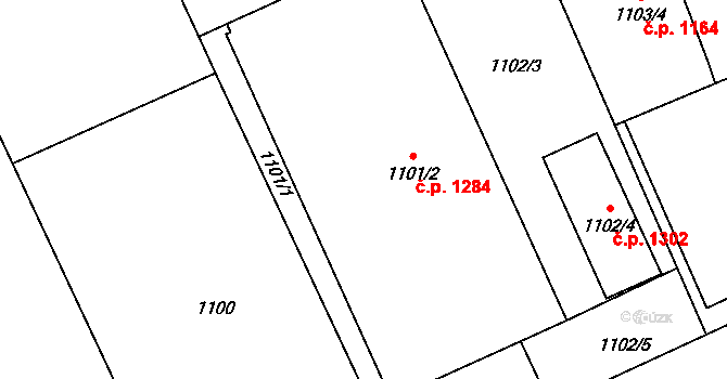 Suchdol 1284, Praha na parcele st. 1101/2 v KÚ Suchdol, Katastrální mapa