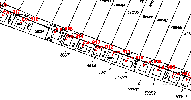 Mikulovice 912, Klášterec nad Ohří na parcele st. 503/8 v KÚ Mikulovice u Vernéřova, Katastrální mapa