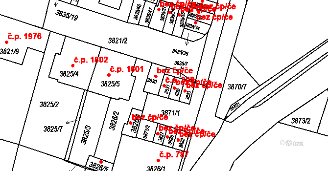 Předměstí 308, Litoměřice na parcele st. 3831 v KÚ Litoměřice, Katastrální mapa