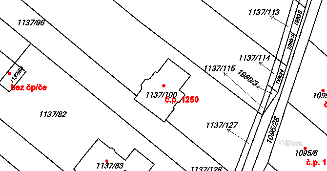Mistřín 1250, Svatobořice-Mistřín na parcele st. 1137/100 v KÚ Mistřín, Katastrální mapa