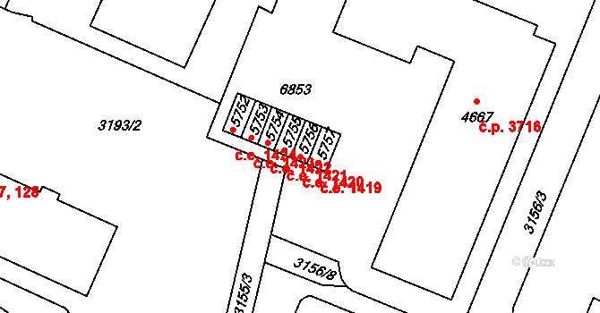 Zlín 1420 na parcele st. 5756 v KÚ Zlín, Katastrální mapa