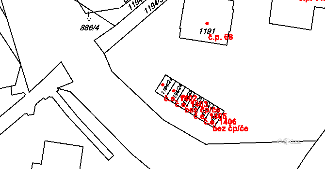 Kopřivnice 1402 na parcele st. 1194/23 v KÚ Kopřivnice, Katastrální mapa