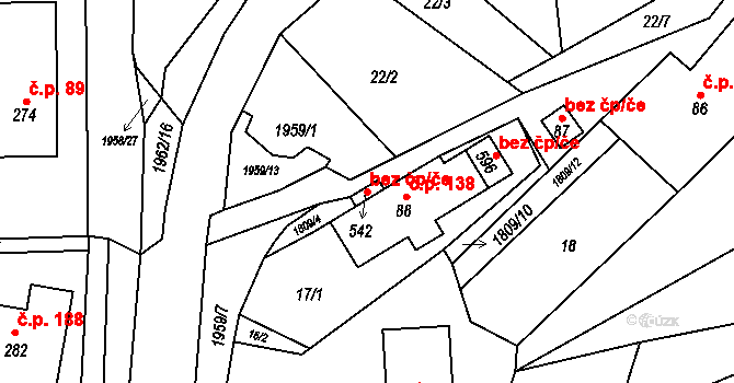 Libchavy 39415350 na parcele st. 542 v KÚ Dolní Libchavy, Katastrální mapa