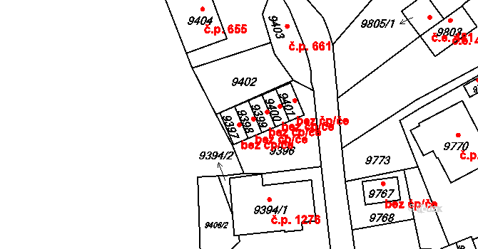 Vsetín 42718350 na parcele st. 9397 v KÚ Vsetín, Katastrální mapa