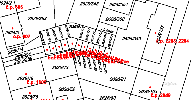 Opava 42799350 na parcele st. 2626/179 v KÚ Opava-Předměstí, Katastrální mapa