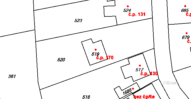 Žimrovice 170, Hradec nad Moravicí na parcele st. 519 v KÚ Žimrovice, Katastrální mapa