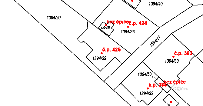 Píšť 425 na parcele st. 1394/39 v KÚ Píšť, Katastrální mapa