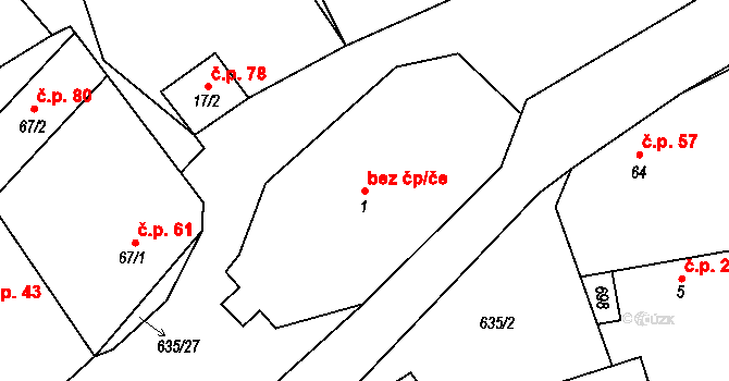 Nechanice 43482350 na parcele st. 1 v KÚ Suchá u Nechanic, Katastrální mapa