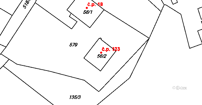 Žermanice 123 na parcele st. 56/2 v KÚ Žermanice, Katastrální mapa