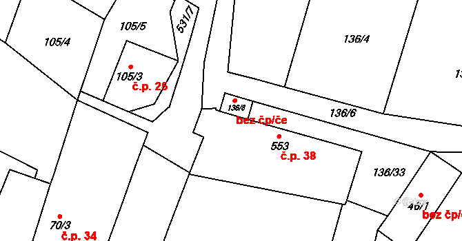 Klučov 44118350 na parcele st. 136/8 v KÚ Klučov, Katastrální mapa