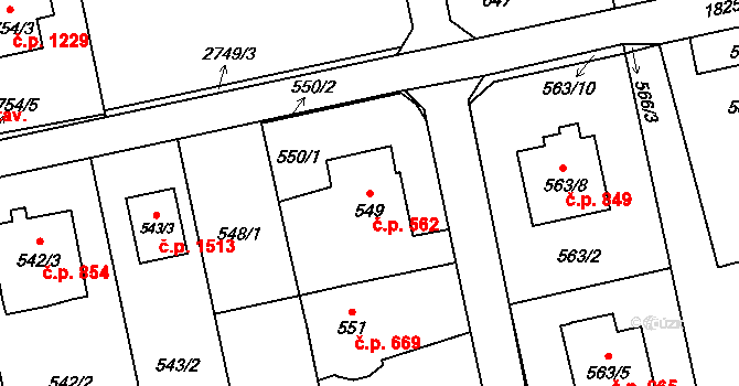 Kylešovice 562, Opava na parcele st. 549 v KÚ Kylešovice, Katastrální mapa
