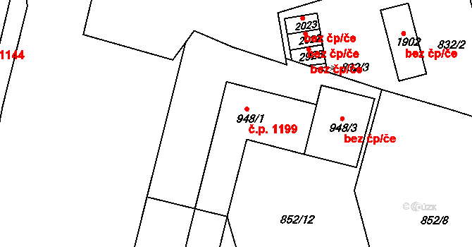 Prachatice II 1199, Prachatice na parcele st. 948/1 v KÚ Prachatice, Katastrální mapa