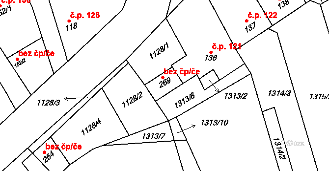 Hříškov 46259350 na parcele st. 269 v KÚ Hříškov, Katastrální mapa