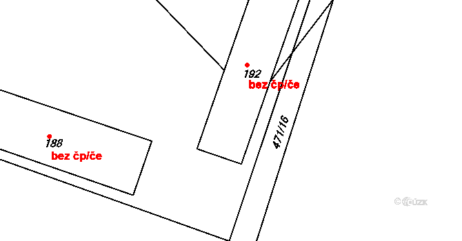 Bohušovice nad Ohří 47619350 na parcele st. 192 v KÚ Hrdly, Katastrální mapa