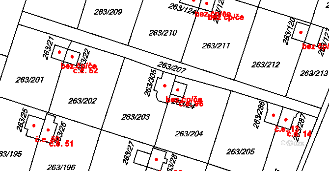 Malé Březno 47961350 na parcele st. 263/305 v KÚ Malé Březno, Katastrální mapa