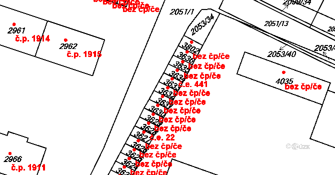 Rakovník 49135350 na parcele st. 3632 v KÚ Rakovník, Katastrální mapa
