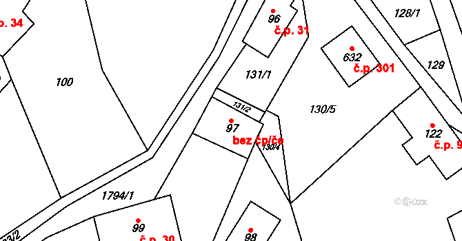 Bozkov 49853350 na parcele st. 97 v KÚ Bozkov, Katastrální mapa