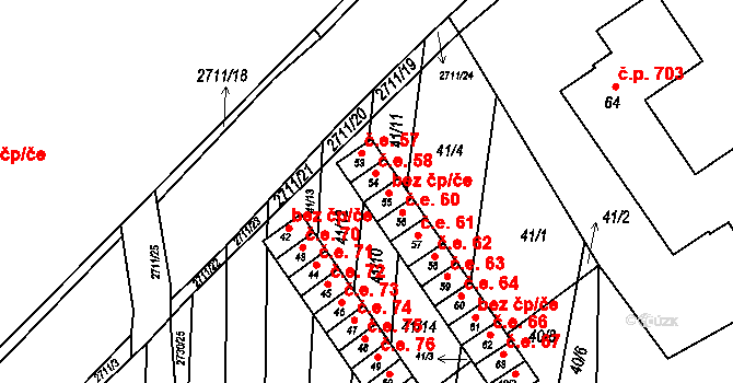 Bučovice 58 na parcele st. 54 v KÚ Bučovice, Katastrální mapa