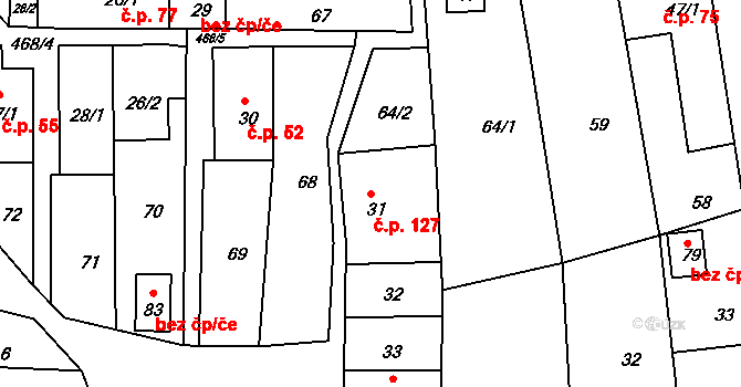 Raškov 127, Bohdíkov na parcele st. 31 v KÚ Raškov Dvůr, Katastrální mapa