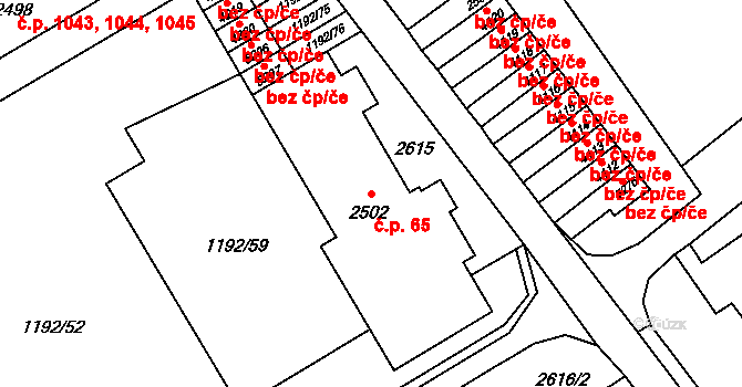 Beroun-Město 65, Beroun na parcele st. 2502 v KÚ Beroun, Katastrální mapa