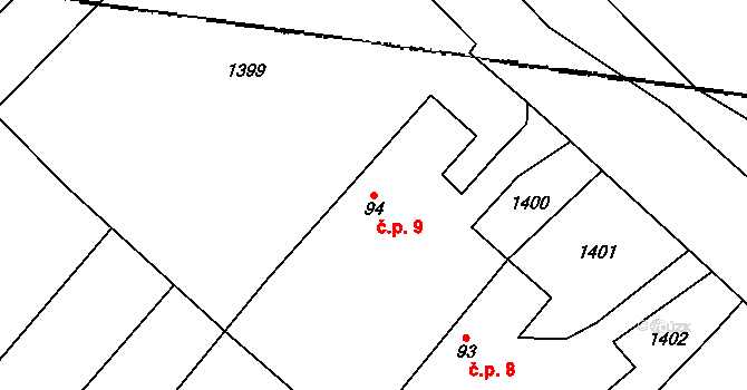Čepinec 9, Žinkovy na parcele st. 94 v KÚ Žinkovy, Katastrální mapa