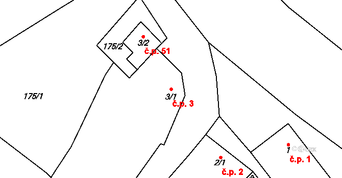 Brod 3, Heřmanice na parcele st. 3/1 v KÚ Brod nad Labem, Katastrální mapa