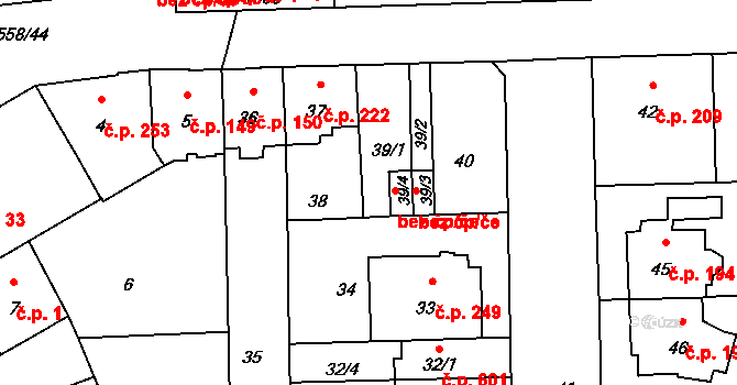Brno 78087350 na parcele st. 39/1 v KÚ Komárov, Katastrální mapa