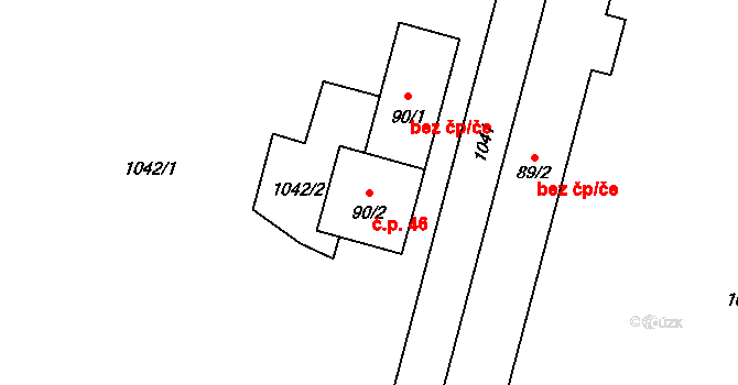 Tisová 46, Bohutín na parcele st. 90/2 v KÚ Tisová u Bohutína, Katastrální mapa