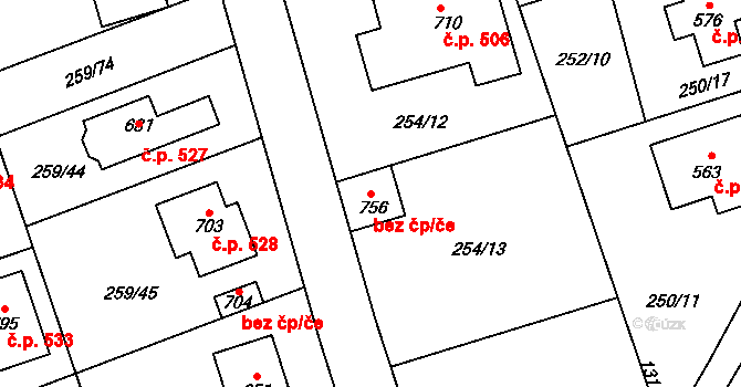 Vysoká nad Labem 89497350 na parcele st. 756 v KÚ Vysoká nad Labem, Katastrální mapa