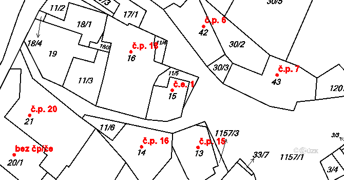 Chvalov 1, Stebno na parcele st. 15 v KÚ Chvalov, Katastrální mapa