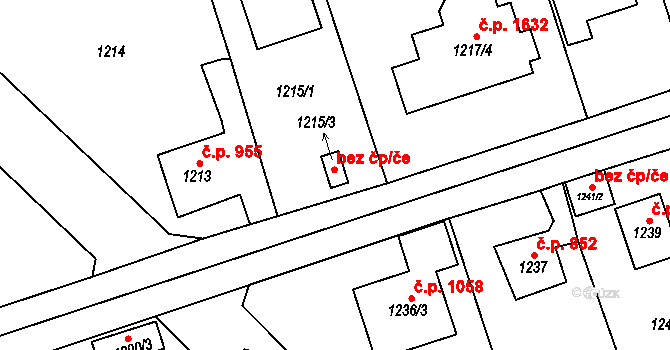 Černošice 95236350 na parcele st. 1215/3 v KÚ Černošice, Katastrální mapa