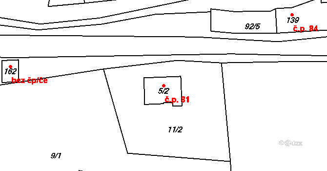 Bohdašín 81 na parcele st. 5/2 v KÚ Bohdašín v Orlických horách, Katastrální mapa