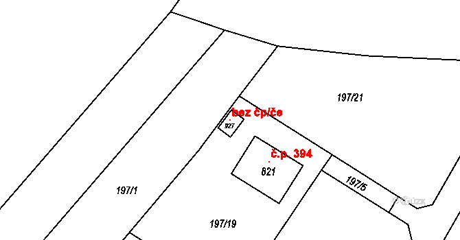 Ondřejov 103528351 na parcele st. 927 v KÚ Ondřejov u Prahy, Katastrální mapa