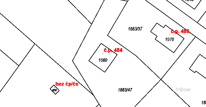 Skalice u České Lípy 484 na parcele st. 1060 v KÚ Skalice u České Lípy, Katastrální mapa