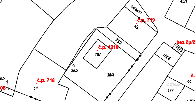 Kostelec nad Labem 1218 na parcele st. 267 v KÚ Rudeč, Katastrální mapa