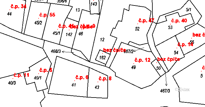 Třebívlice 105449351 na parcele st. 162 v KÚ Dřemčice, Katastrální mapa