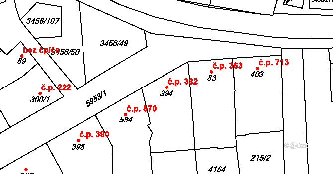 Hrušovany nad Jevišovkou 382 na parcele st. 394 v KÚ Hrušovany nad Jevišovkou, Katastrální mapa