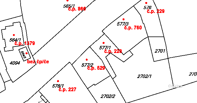 Lipník nad Bečvou I-Město 228, Lipník nad Bečvou na parcele st. 577/1 v KÚ Lipník nad Bečvou, Katastrální mapa