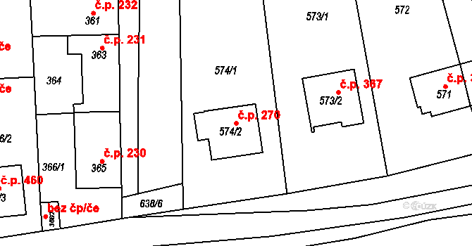 Sedlec 270, Kutná Hora na parcele st. 574/2 v KÚ Sedlec u Kutné Hory, Katastrální mapa