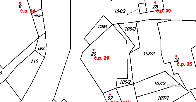 Hranice 29, Slavošov na parcele st. 29 v KÚ Hranice u Slavošova, Katastrální mapa