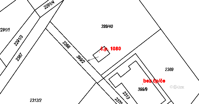 Lišov 1080 na parcele st. 399/2 v KÚ Lišov, Katastrální mapa