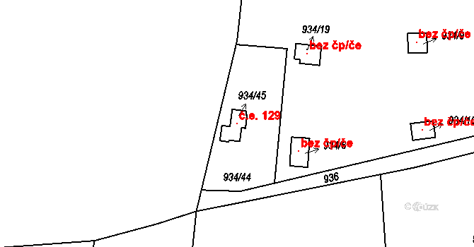 Bludovice 129, Havířov na parcele st. 934/45 v KÚ Bludovice, Katastrální mapa