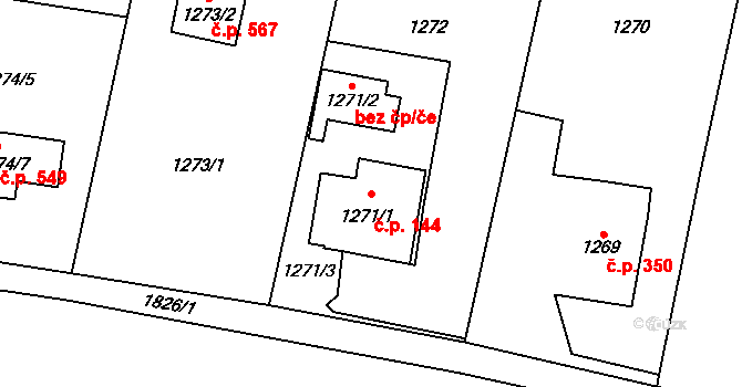 Baška 144 na parcele st. 1271/1 v KÚ Baška, Katastrální mapa