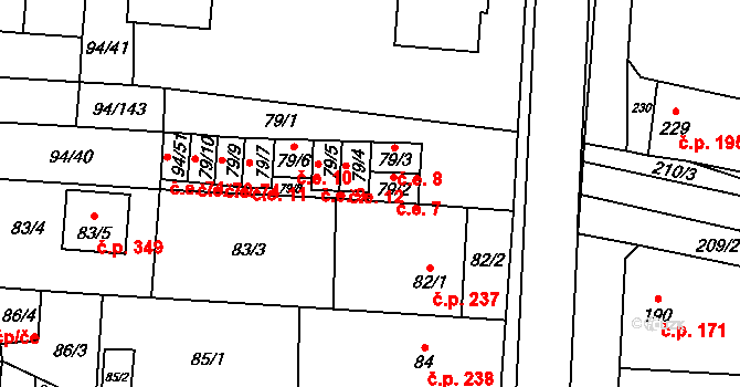 Kobylnice 7 na parcele st. 79/2 v KÚ Kobylnice u Brna, Katastrální mapa